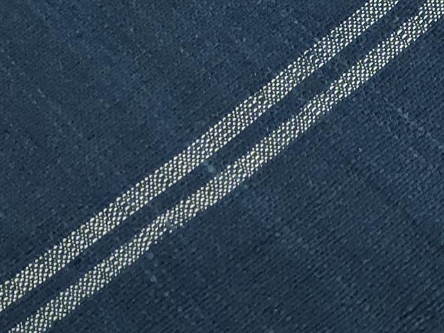 平和屋着物●極上　浦野理一　経節紬　両面　半幅帯　紺色×朱色　逸品　DZAB3983kh6