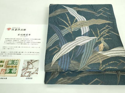 平和屋着物●極上　創業元文3年　西陣　篠屋卯兵衛　全通柄袋帯　スリーシーズン帯　木嶋織　玉蜀黍図　説明書付き　逸品　DZAB3992kh6