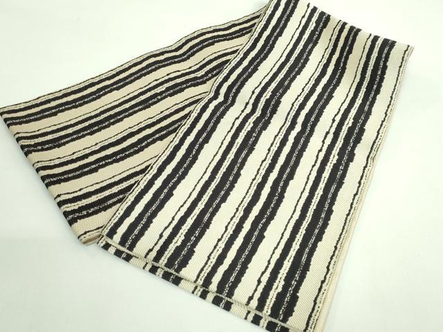 平和屋着物●極上　西陣　長嶋成織物　ながしま帯　六寸帯　縞　逸品　DZAB3995kh6