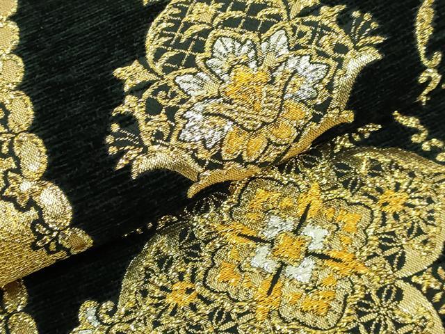 平和屋着物●極上　西陣　六通柄袋帯　ビロード　花菱文　レース　金銀糸　逸品　DZAB3998kh6