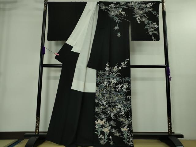 平和屋本店●極上　十日町友禅作家　林静穂　訪問着　松竹梅　四季花文　黒地　逸品　DZAB4001kh6