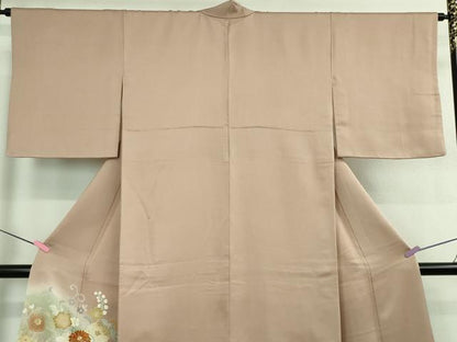 平和屋本店●極上 創業460年・千總 色留訪問着 駒刺繍 草花文 薄柿色地 暈し染め 金彩 高島屋扱い 反端付き 逸品 DZAB4002kh6