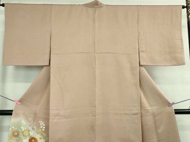 平和屋本店●極上 創業460年・千總 色留訪問着 駒刺繍 草花文 薄柿色地 暈し染め 金彩 高島屋扱い 反端付き 逸品 DZAB4002kh6