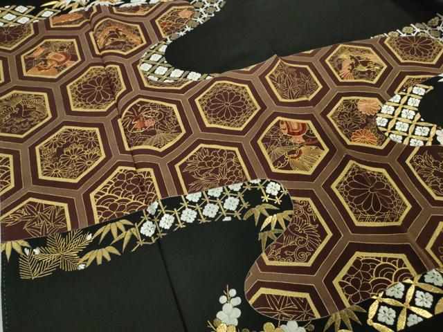 平和屋本店●極上 創業460年・千總 黒留袖 駒刺繍 亀甲宝尽くし鶴花文 金彩 高島屋扱い 逸品 DZAB4005kh6