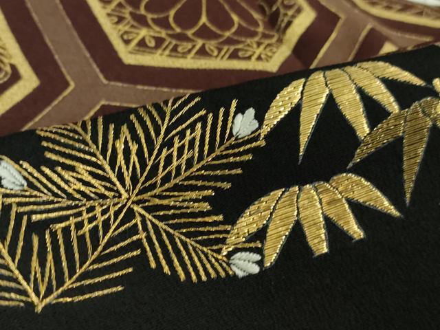 平和屋本店●極上 創業460年・千總 黒留袖 駒刺繍 亀甲宝尽くし鶴花文 金彩 高島屋扱い 逸品 DZAB4005kh6