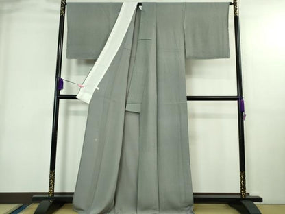 平和屋着物▽極上 伝統工芸士 保科土山 江戸小紋 単衣 毛万筋 藍鉄色×灰青色 反端付き 逸品 DZAB4009kh6
