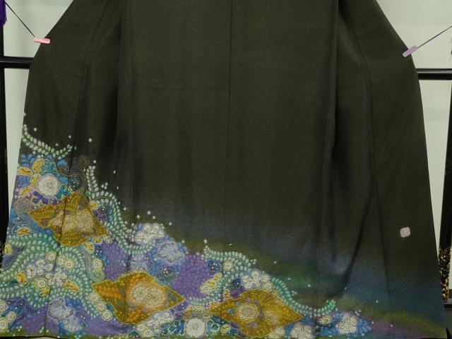 平和屋本店●最高級　初代　久保田一竹　幻の辻が花　色留袖　蝉色地　暈し染め　金通し地　逸品　DZAB4011kh6