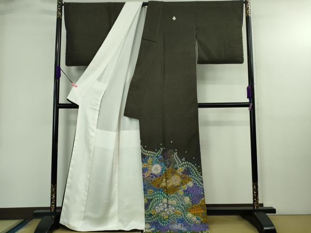 平和屋本店●最高級　初代　久保田一竹　幻の辻が花　色留袖　蝉色地　暈し染め　金通し地　逸品　DZAB4011kh6