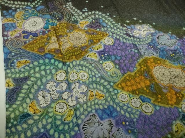 平和屋本店●最高級　初代　久保田一竹　幻の辻が花　色留袖　蝉色地　暈し染め　金通し地　逸品　DZAB4011kh6