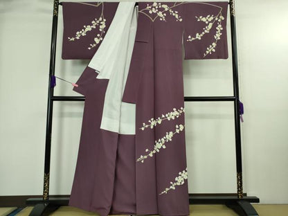 平和屋本店●極上　本加賀友禅作家　由水煌人　訪問着　枝花文　桑の実色地　逸品　DZAB4012kh6