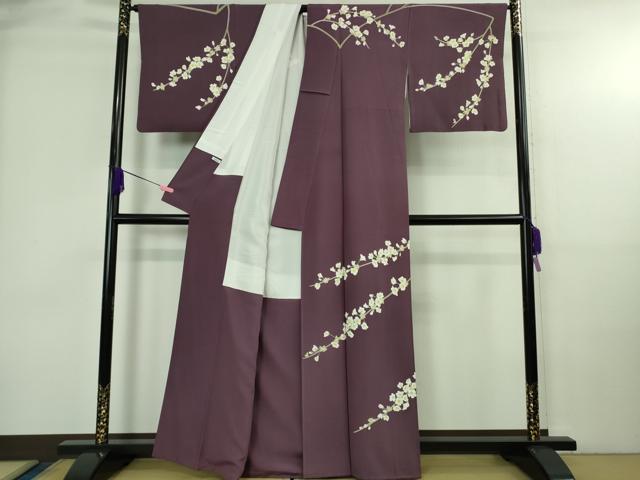 平和屋本店●極上　本加賀友禅作家　由水煌人　訪問着　枝花文　桑の実色地　逸品　DZAB4012kh6