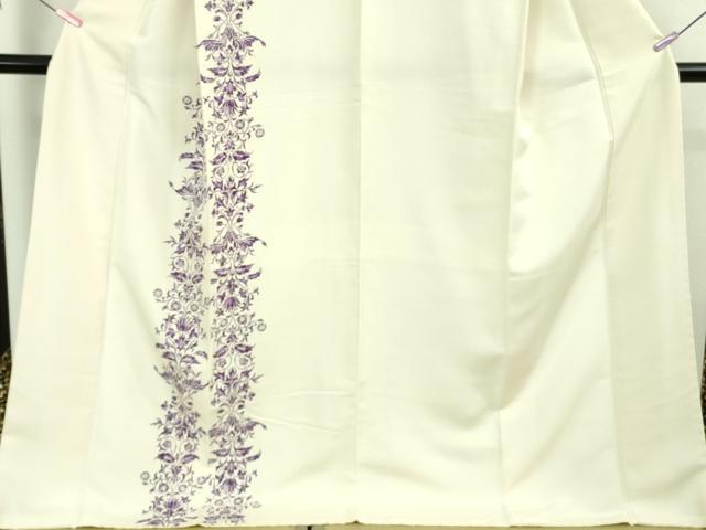 平和屋本店●極上 訪問着 木版染 更紗花間道 象牙色地 京都きもの友禅扱い ロング丈 逸品 DZAB4015kh6