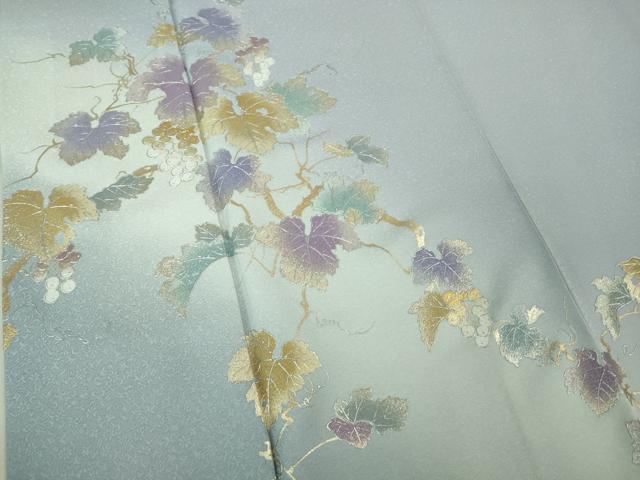 平和屋本店●極上 金彩友禅 卓越技能者・名工・和田光正 訪問着 葡萄蔦の葉 淡藤色地 暈し染め 金銀彩 逸品 DZAB4018kh6