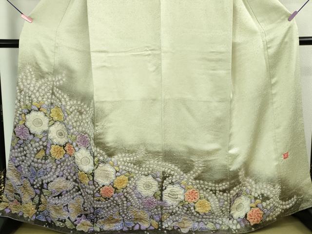 平和屋本店●最高級　初代　久保田一竹　幻の辻が花　訪問着　絞り　辻が花15個　砂色地　暈し染め　銀通し地　逸品　DZAB4026kh6
