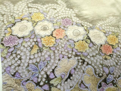 平和屋本店●最高級　初代　久保田一竹　幻の辻が花　訪問着　絞り　辻が花15個　砂色地　暈し染め　銀通し地　逸品　DZAB4026kh6