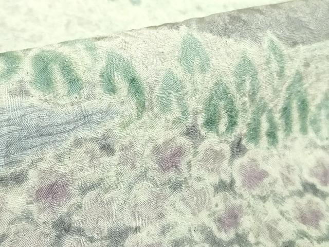 平和屋着物●極上　中国三大刺繍　相良刺繍　訪問着　おぼろ染め　襲絞り　鼠色地　暈し染め　銀通し地　逸品　DZAB4029kh6