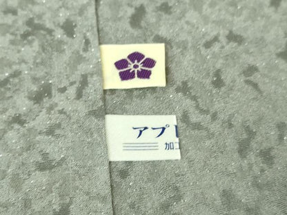 平和屋着物●極上　中国三大刺繍　相良刺繍　訪問着　おぼろ染め　襲絞り　鼠色地　暈し染め　銀通し地　逸品　DZAB4029kh6
