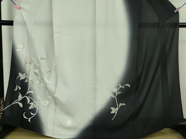 平和屋本店＊極上 夏物 訪問着 総手刺繍 縞紋紗 花唐草文 暈し染め 金糸 逸品 DZAB4033kh6