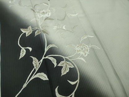 平和屋本店＊極上 夏物 訪問着 総手刺繍 縞紋紗 花唐草文 暈し染め 金糸 逸品 DZAB4033kh6