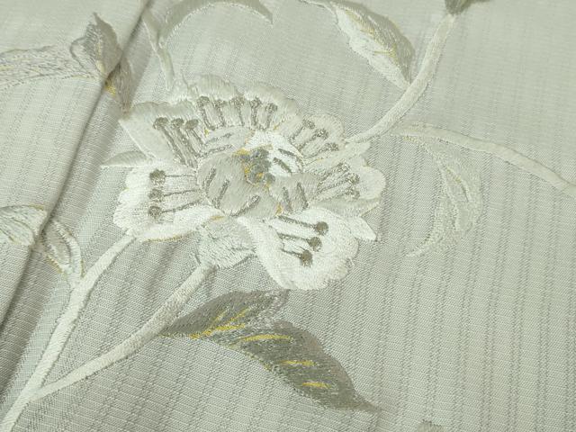 平和屋本店＊極上 夏物 訪問着 総手刺繍 縞紋紗 花唐草文 暈し染め 金糸 逸品 DZAB4033kh6