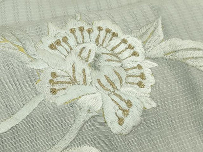 平和屋本店＊極上 夏物 訪問着 総手刺繍 縞紋紗 花唐草文 暈し染め 金糸 逸品 DZAB4033kh6