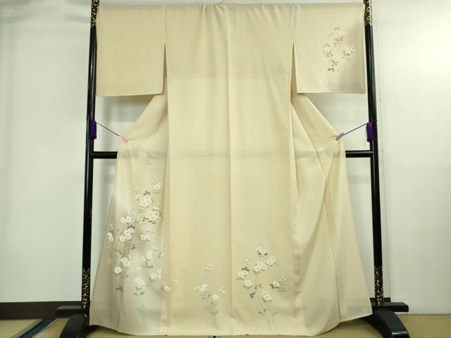 平和屋本店＊極上 夏物 訪問着 絽 友禅 枝花文 鳥の子色地 暈し染め 鈴乃屋扱い 逸品 DZAB4034kh6