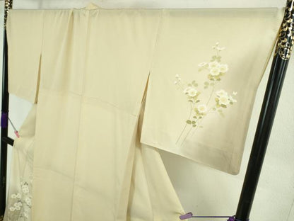 平和屋本店＊極上 夏物 訪問着 絽 友禅 枝花文 鳥の子色地 暈し染め 鈴乃屋扱い 逸品 DZAB4034kh6
