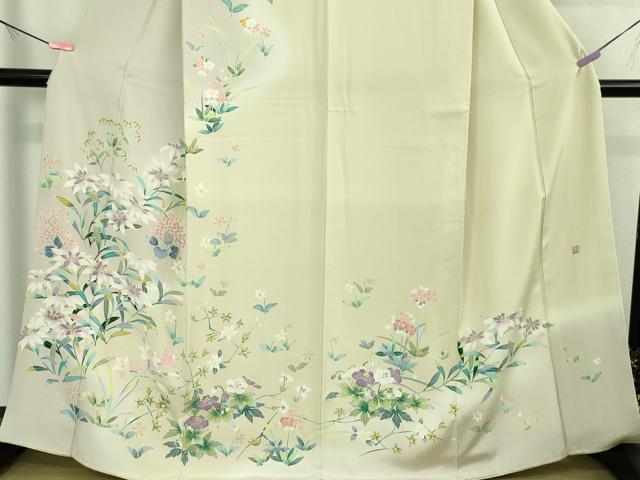 平和屋本店●極上 訪問着 友禅 作家物 草花文 暈し染め 逸品 DZAB4037kh6