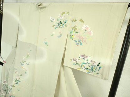 平和屋本店●極上 訪問着 友禅 作家物 草花文 暈し染め 逸品 DZAB4037kh6