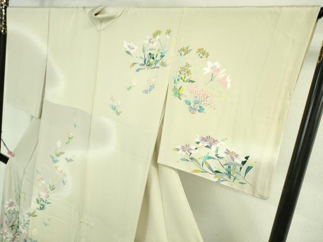 平和屋本店●極上 訪問着 友禅 作家物 草花文 暈し染め 逸品 DZAB4037kh6
