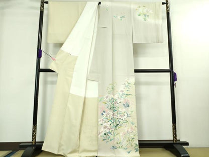 平和屋本店●極上 訪問着 友禅 作家物 草花文 暈し染め 逸品 DZAB4037kh6