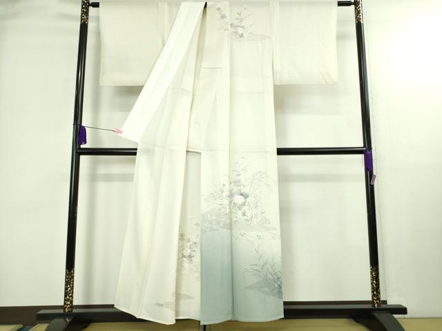 平和屋本店＊極上 夏物 中国三大刺繍 スワトウ刺繍 汕頭・相良刺繍 総刺繍 訪問着 絽 秋草文 暈し染め 象牙色 逸品 DZAB4038kh6