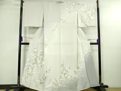 平和屋本店●極上　訪問着　総手刺繍　枝花文　暈し染め　金糸　逸品　DZAB4039kh6