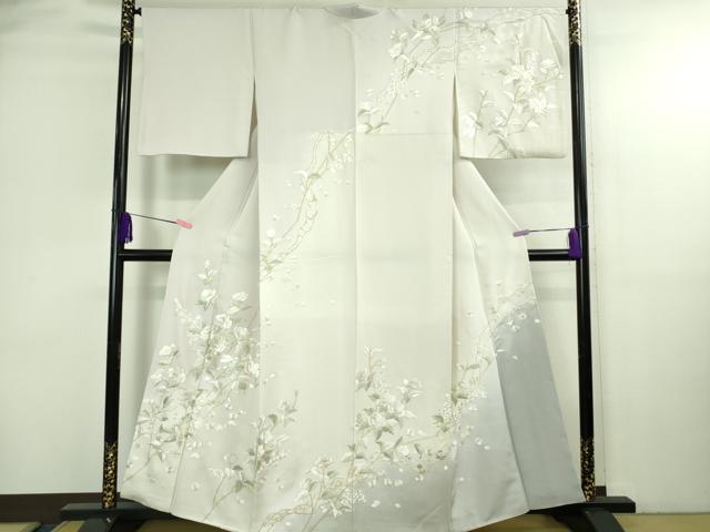 平和屋本店●極上　訪問着　総手刺繍　枝花文　暈し染め　金糸　逸品　DZAB4039kh6