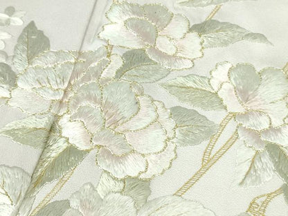 平和屋本店●極上　訪問着　総手刺繍　枝花文　暈し染め　金糸　逸品　DZAB4039kh6