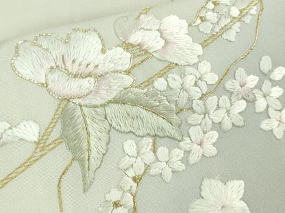 平和屋本店●極上　訪問着　総手刺繍　枝花文　暈し染め　金糸　逸品　DZAB4039kh6