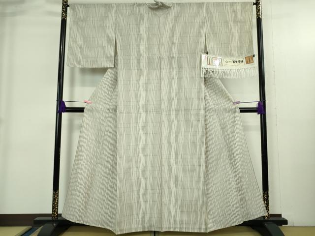 平和屋本店＊極上　夏物　石川県指定無形文化財　夏牛首紬　白山工房　手織り　よろけ縞　証紙付き　逸品　DZAB4046kh6