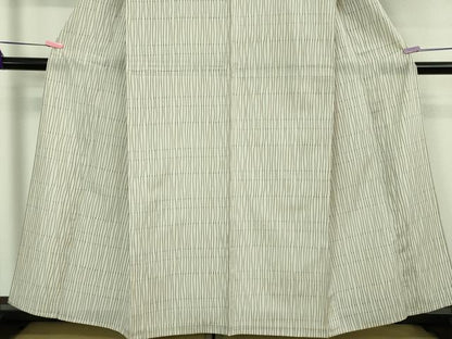 平和屋本店＊極上　夏物　石川県指定無形文化財　夏牛首紬　白山工房　手織り　よろけ縞　証紙付き　逸品　DZAB4046kh6