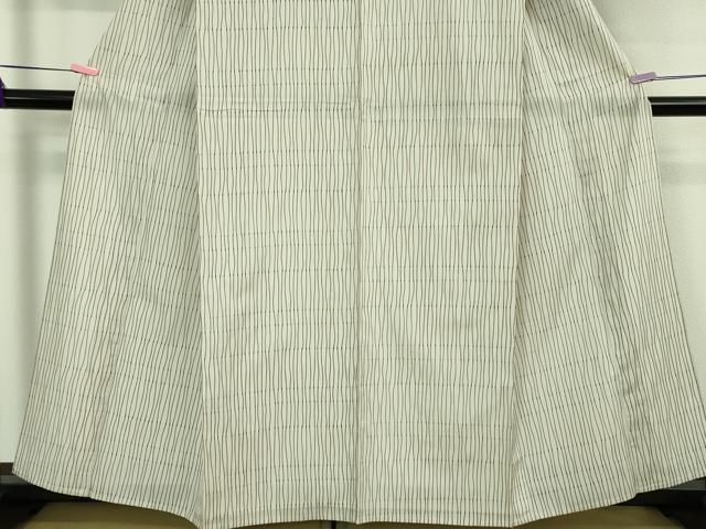 平和屋本店＊極上　夏物　石川県指定無形文化財　夏牛首紬　白山工房　手織り　よろけ縞　証紙付き　逸品　DZAB4046kh6