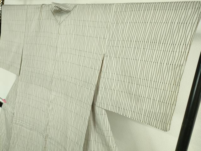 平和屋本店＊極上　夏物　石川県指定無形文化財　夏牛首紬　白山工房　手織り　よろけ縞　証紙付き　逸品　DZAB4046kh6