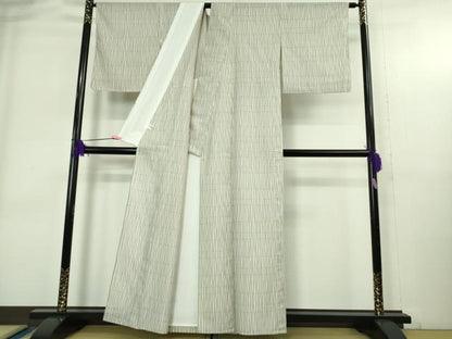 平和屋本店＊極上　夏物　石川県指定無形文化財　夏牛首紬　白山工房　手織り　よろけ縞　証紙付き　逸品　DZAB4046kh6