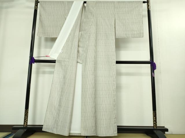 平和屋本店＊極上　夏物　石川県指定無形文化財　夏牛首紬　白山工房　手織り　よろけ縞　証紙付き　逸品　DZAB4046kh6