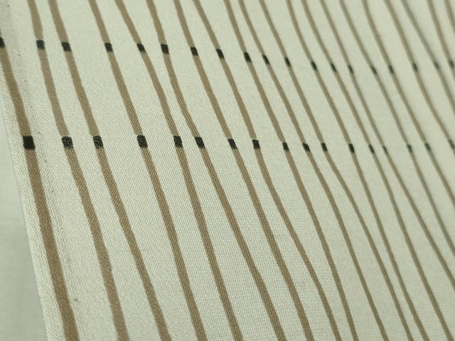 平和屋本店＊極上　夏物　石川県指定無形文化財　夏牛首紬　白山工房　手織り　よろけ縞　証紙付き　逸品　DZAB4046kh6