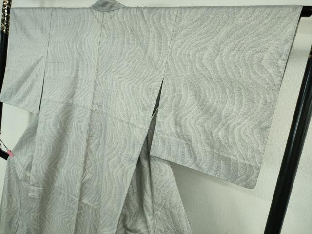 平和屋本店▽極上　石川県指定無形文化財　牛首紬　白山工房　手織り　単衣　まるやま扱い　証紙付き　逸品　DZAB4049kh6