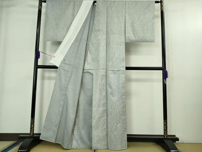 平和屋本店▽極上　石川県指定無形文化財　牛首紬　白山工房　手織り　単衣　まるやま扱い　証紙付き　逸品　DZAB4049kh6