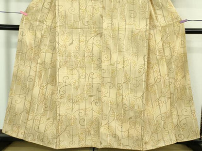 平和屋本店●極上 染織の名門 しょうざん 生紬 南天蔦の葉文 さが美扱い 反端付き 逸品 DZAB4054kh6
