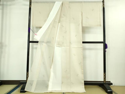 平和屋本店＊極上 夏物 本塩沢 夏塩沢 蜻蛉 トンボ 練色地 ロング丈 逸品 未使用 DZAB4058kh6