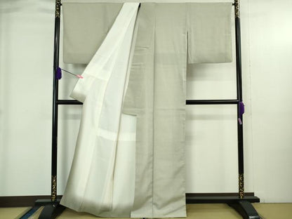 平和屋本店●極上 本塩沢 やまだ織 小出マサイ作 灰白色地 証紙付き 逸品 DZAB4059kh6