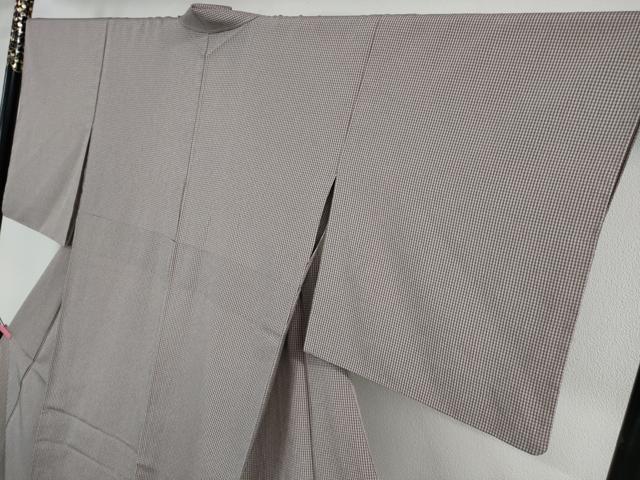 平和屋着物▽極上 本塩沢 やまだ織 単衣 原田サダ作 格子 証紙付き 逸品 DZAB4060kh6