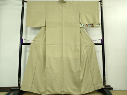 平和屋着物●極上　本塩沢　やまだ織　貝瀬テル作　白橡色地　証紙付き　逸品　未使用　DZAB4061kh6